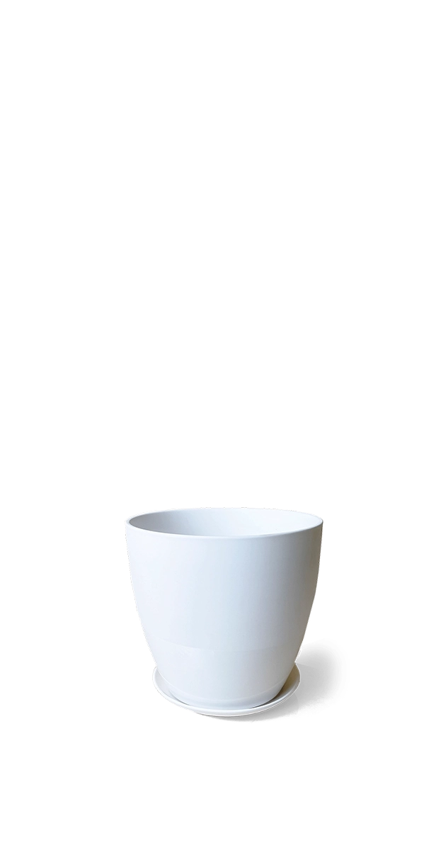 White Porcelain Modern Indoor Plant Pot With Saucer - Dyad - handmade by Chive Studio Toronto