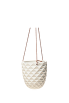 White Porcelain Modern Hanging Planter - Thimble - designed by Chive Studio Toronto
