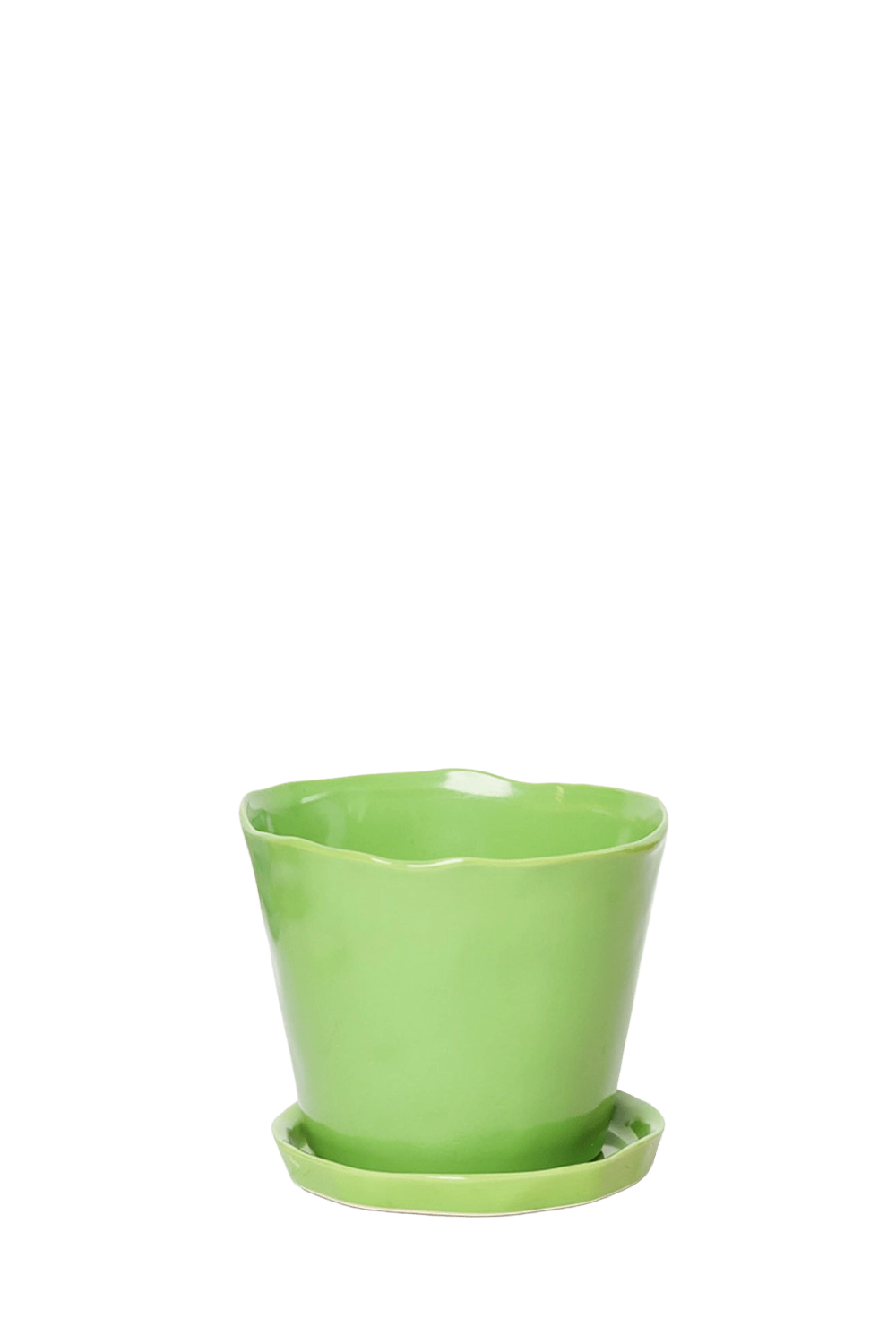 Greenery Large Ceramic Plant Pot with Drainage Hole and Saucer - Tika - handmade by Chive Studio Toronto