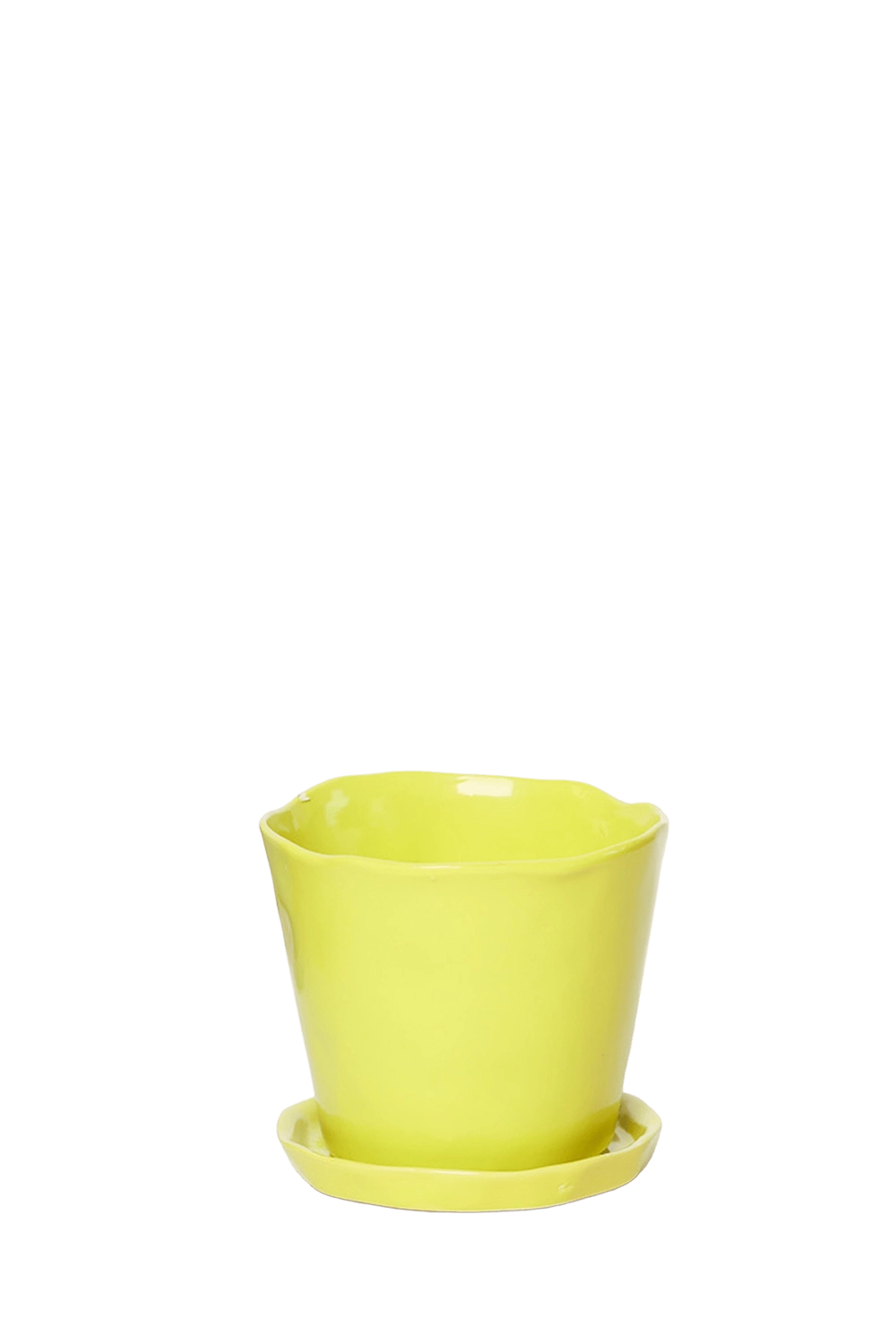 Green Sheen Large Ceramic Plant Pot with Drainage Hole and Saucer - Tika - handmade by Chive Studio Toronto