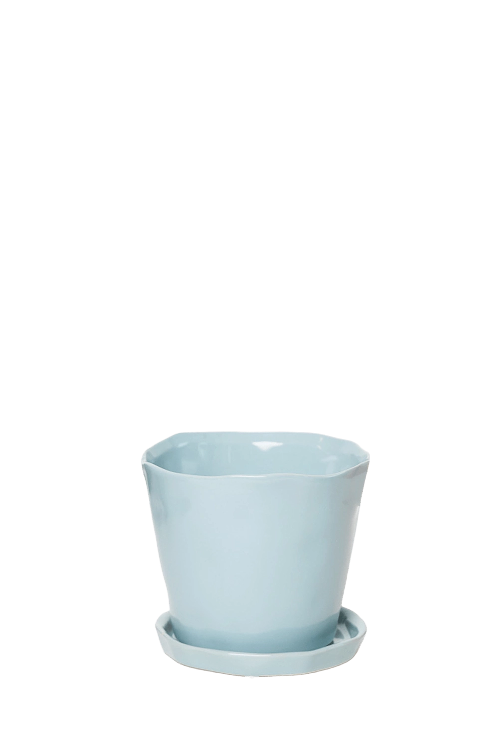 New Grey Large Ceramic Plant Pot with Drainage Hole and Saucer - Tika - handmade by Chive Studio Toronto