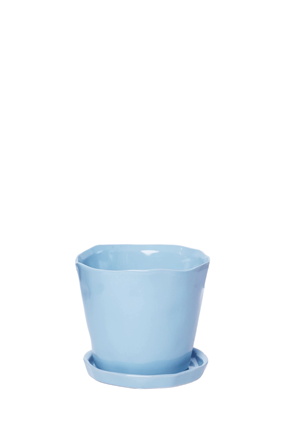 Periwinkle  Large Ceramic Plant Pot with Drainage Hole and Saucer -Tika - handmade by Chive Studio Toronto