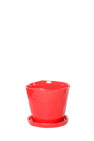 Red Large Ceramic Plant Pot with Drainage Hole and Saucer - Tika - handmade by Chive Studio Toronto