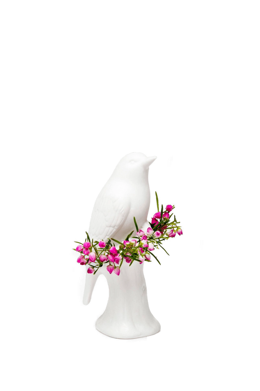 Matte White Porcelain Modern Flower Vase - Bird - handmade by Chive Studio Toronto