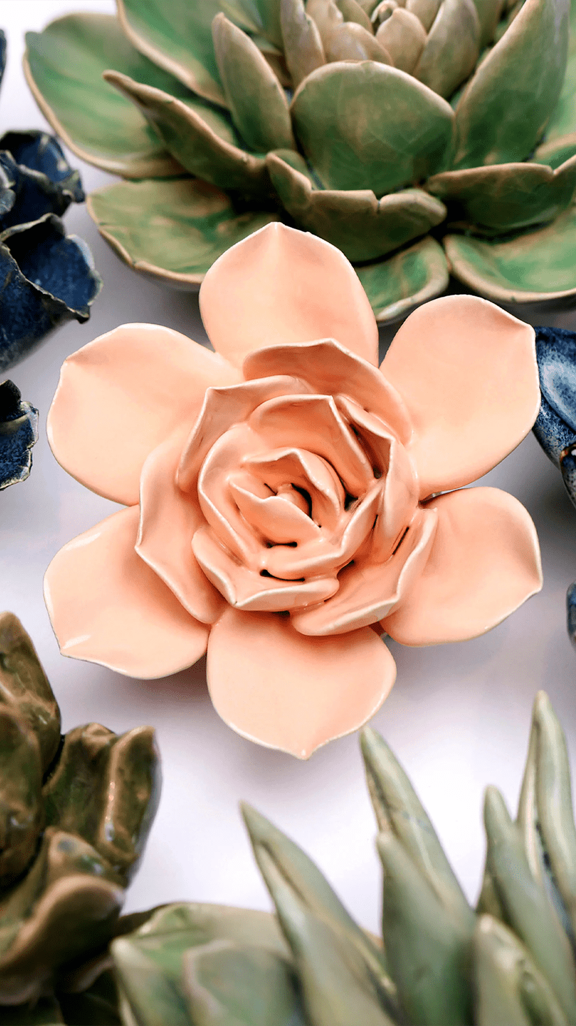 December Birth Flower - Narcissus ceramic wall flower styled on wall — Birth Flower Collection — Chive Studio Toronto