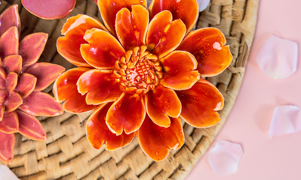 April Birth Flower | Orange Daisy Ceramic Gift | Chive