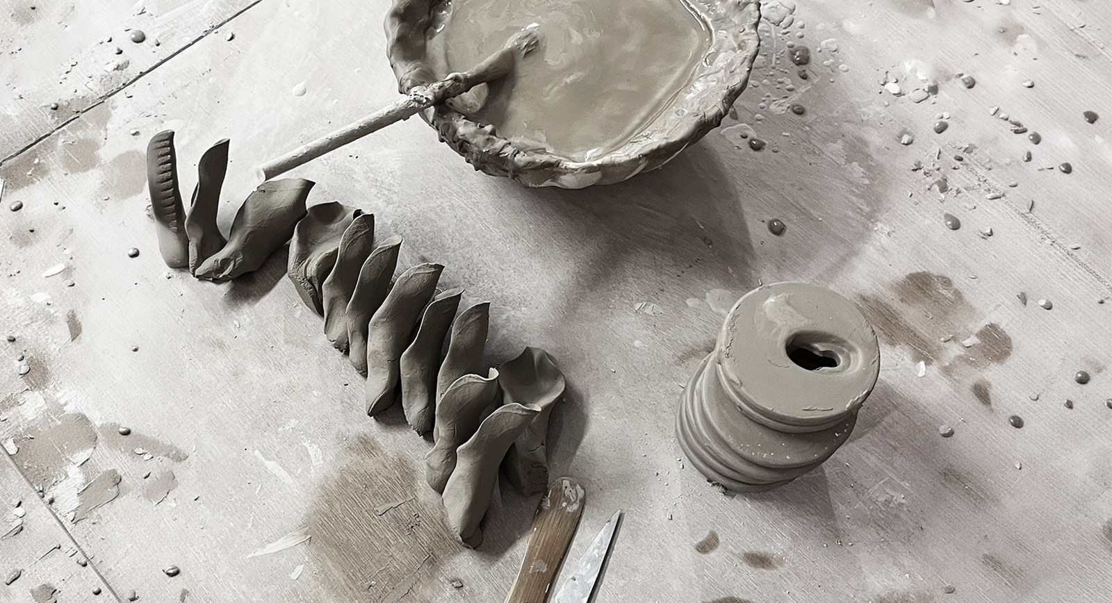 Chive artisan hand-made ceramic flower petal without molds with keyholes for hanging