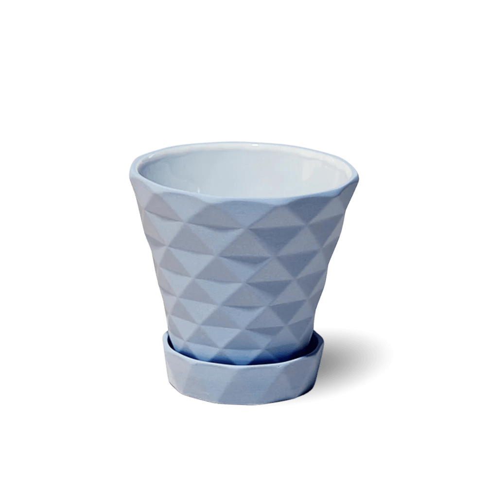 Diamond Porcelain Modern Indoor Plant Pot With Saucer - Chive Ceramics Studio - Pots - Chive US