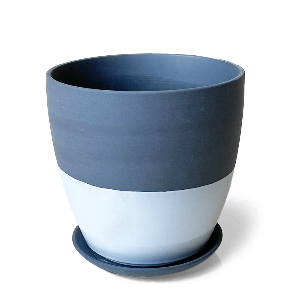 Dyad Porcelain Modern Indoor Plant Pot With Saucer - Chive Ceramics Studio - Pots - Chive US