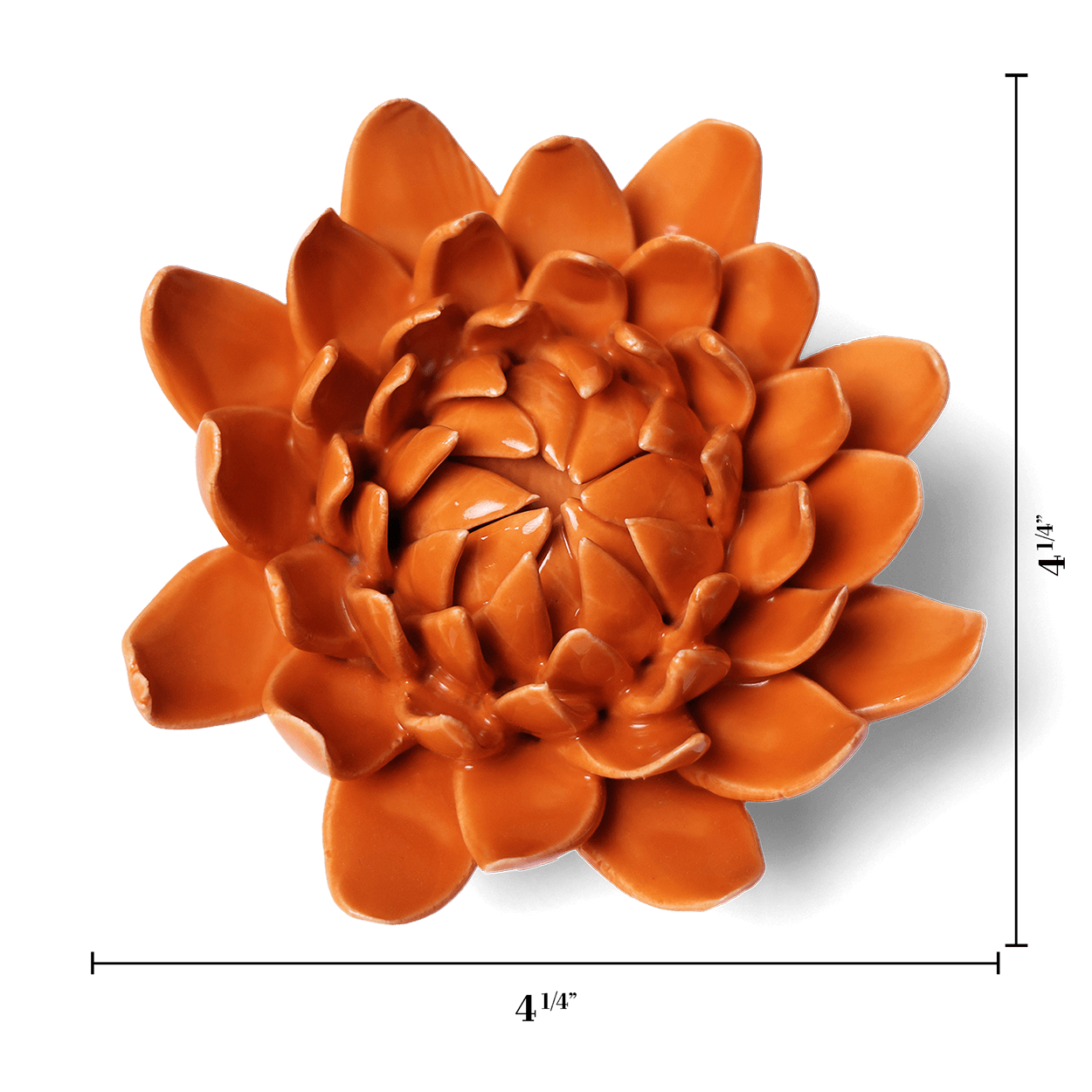 Dahlia Orange ceramic wall flower — Classic Collection — handmade by Chive Studio Toronto