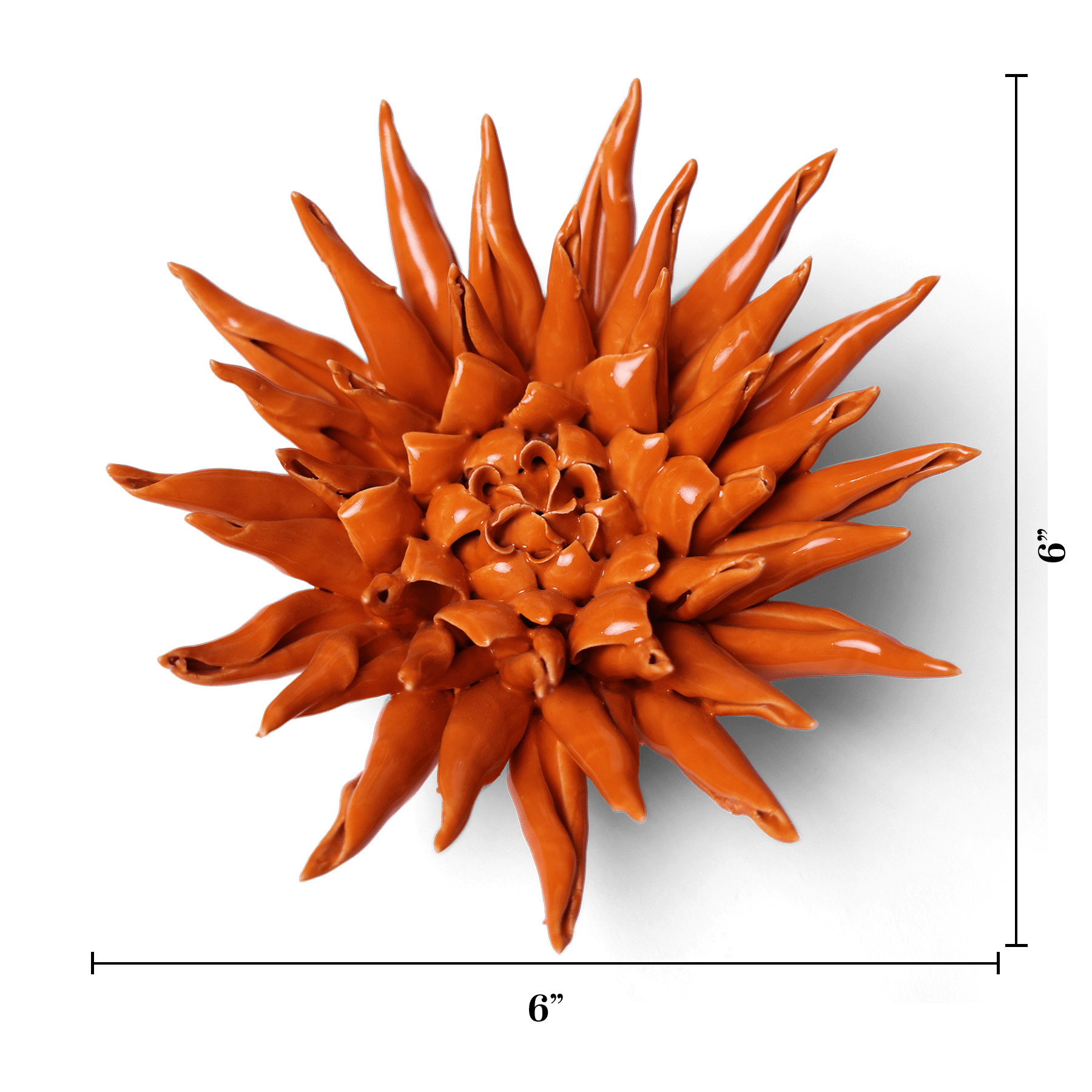 Ceramic Flower Wall Art Large Orange 12 - Chive Ceramics Studio - Ceramic Flowers - Chive US