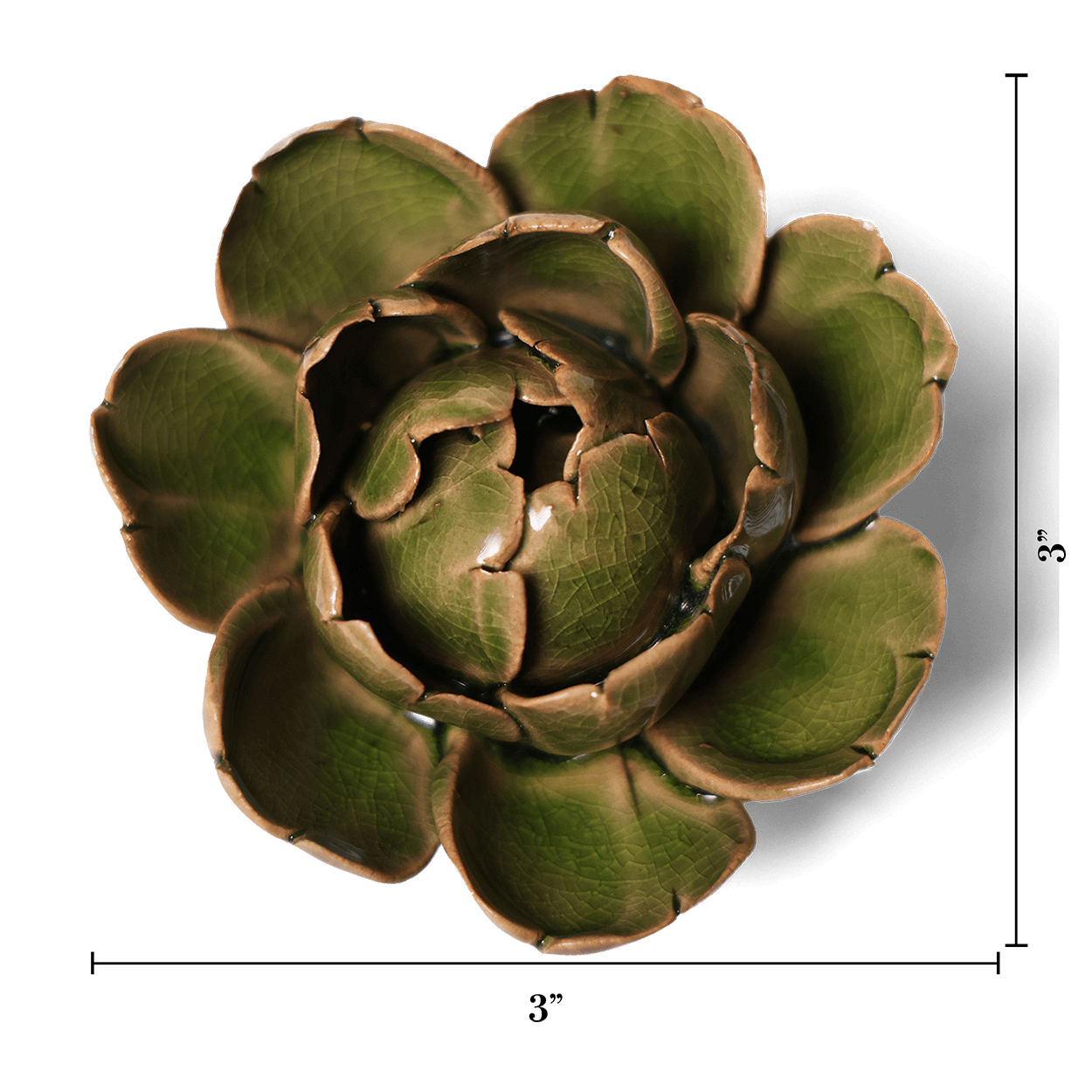 Peony Green ceramic wall flower — Classic Collection — handmade by Chive Studio Toronto