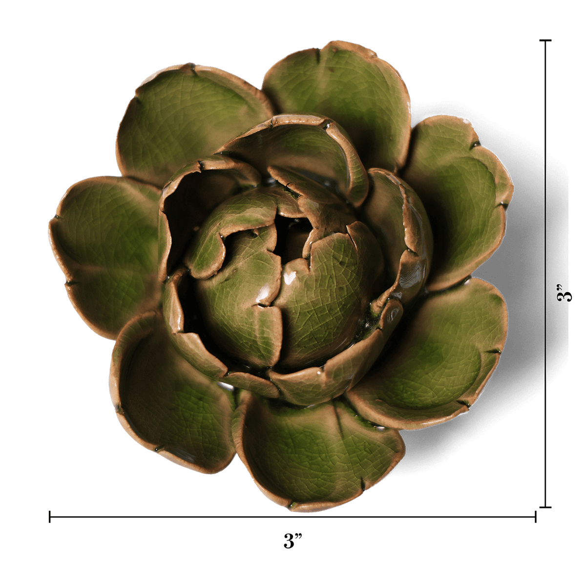 Peony Green ceramic wall flower — Classic Collection — handmade by Chive Studio Toronto