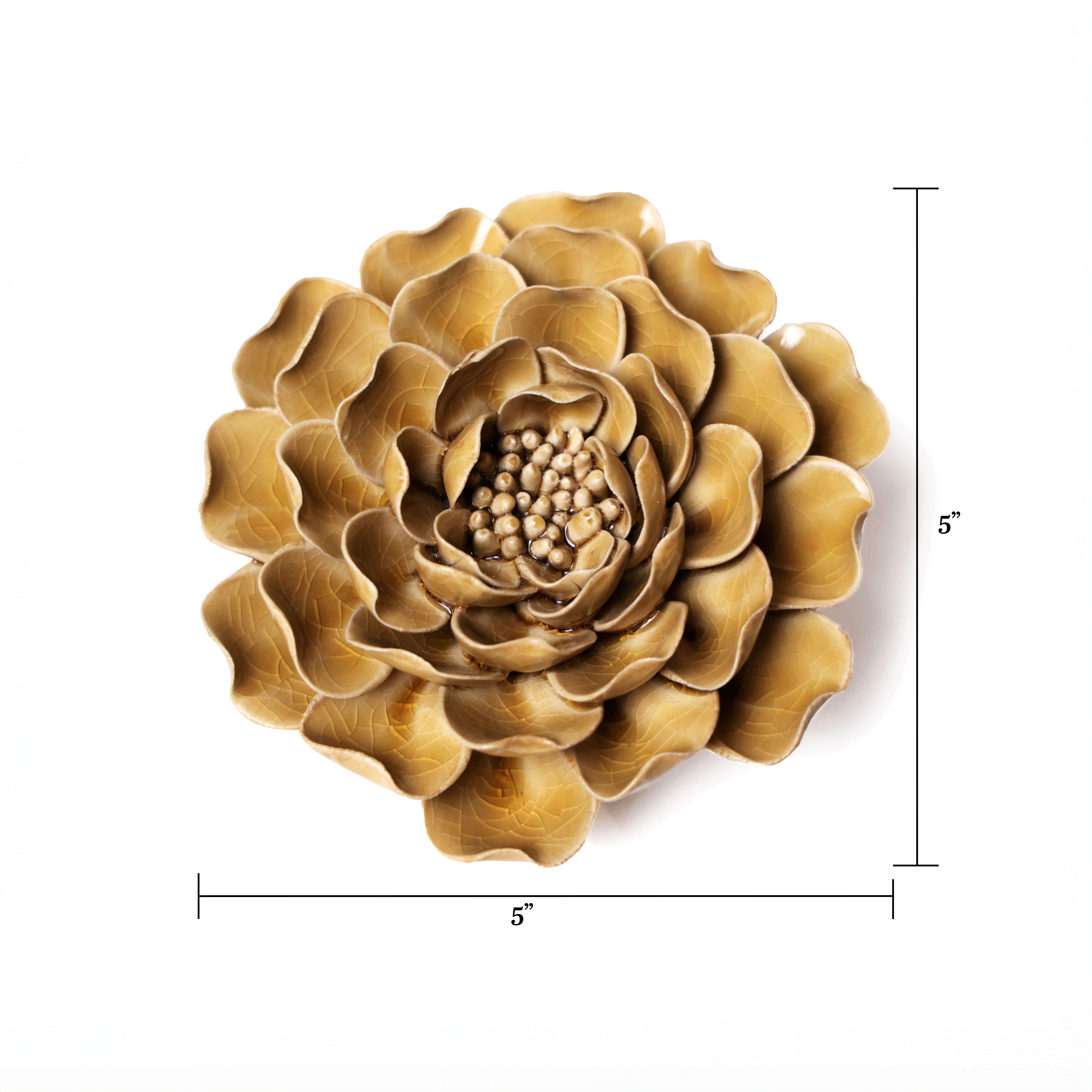 Ceramic Flower Wall Art Caramel Flower