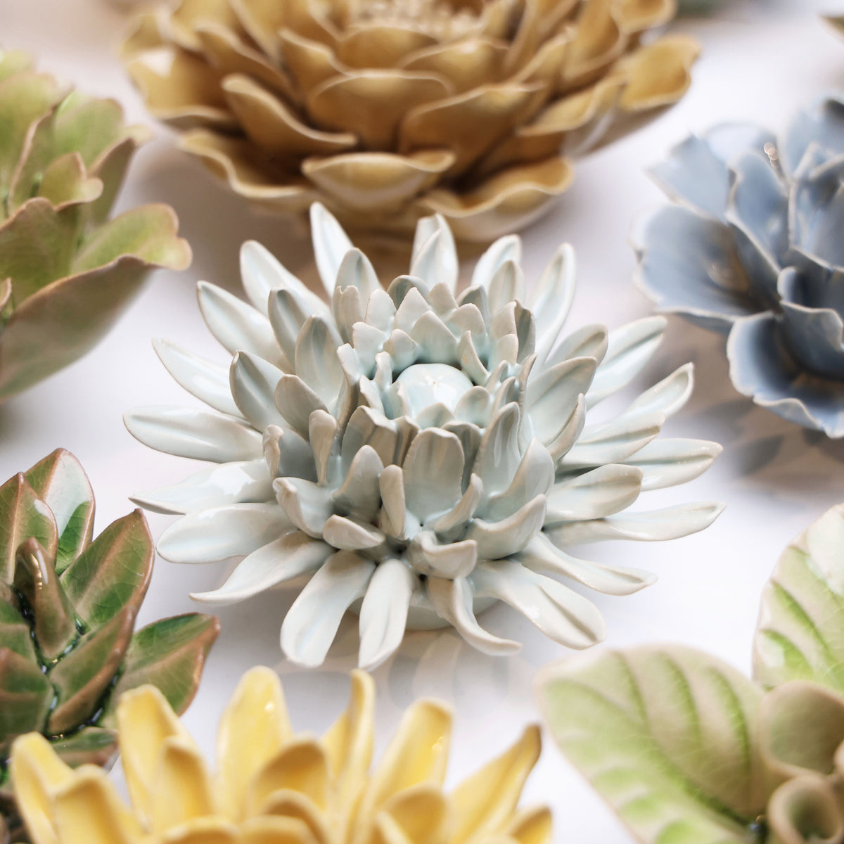 EG02 Panache Green Spider Mum - Chive Ceramics Studio - Ceramic Flowers - Chive Ceramics Studio