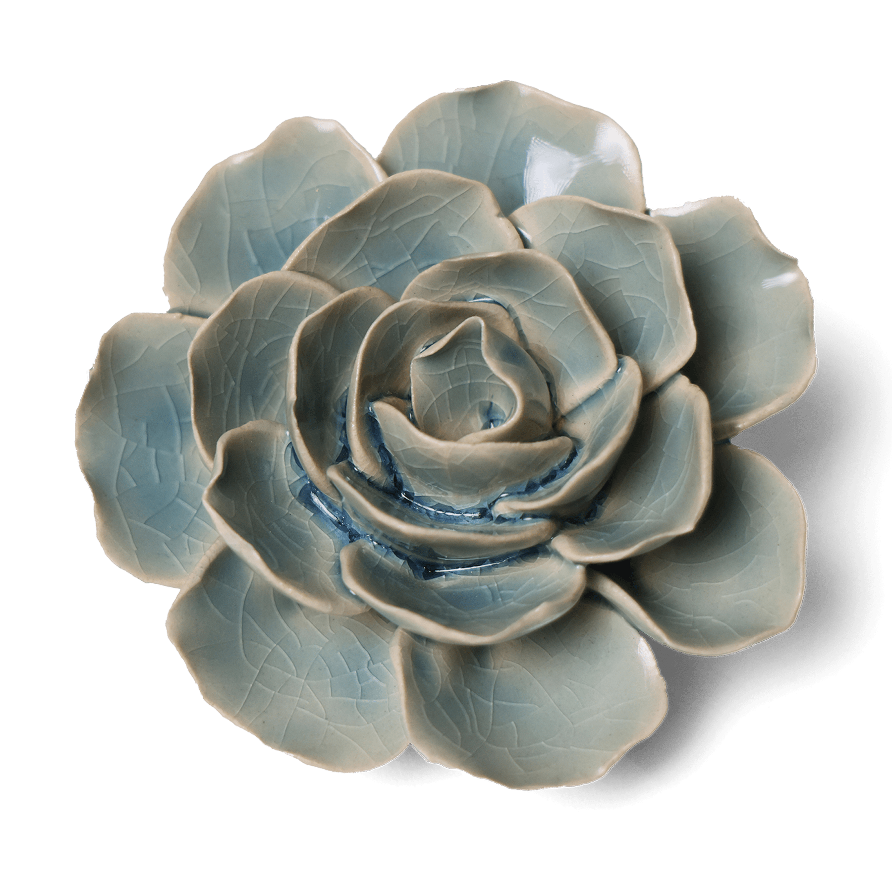 English Garden Ceramic Flower Teal Ranunculus Wall Art - Chive Ceramics Studio - Ceramic Flowers - Chive US