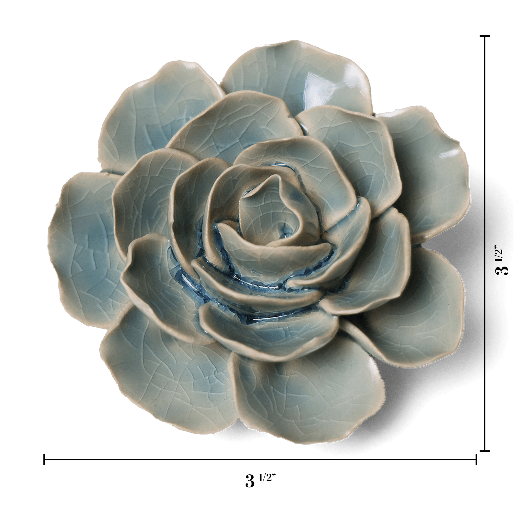 English Garden Ceramic Flower Teal Ranunculus Wall Art - Chive Ceramics Studio - Ceramic Flowers - Chive US