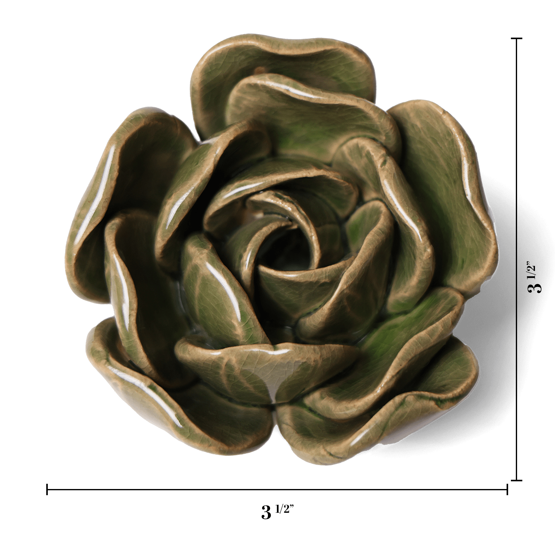 Ceramic Flower Tabletop Art Green Rose 4 - Chive Ceramics Studio - Ceramic Flowers - Chive US