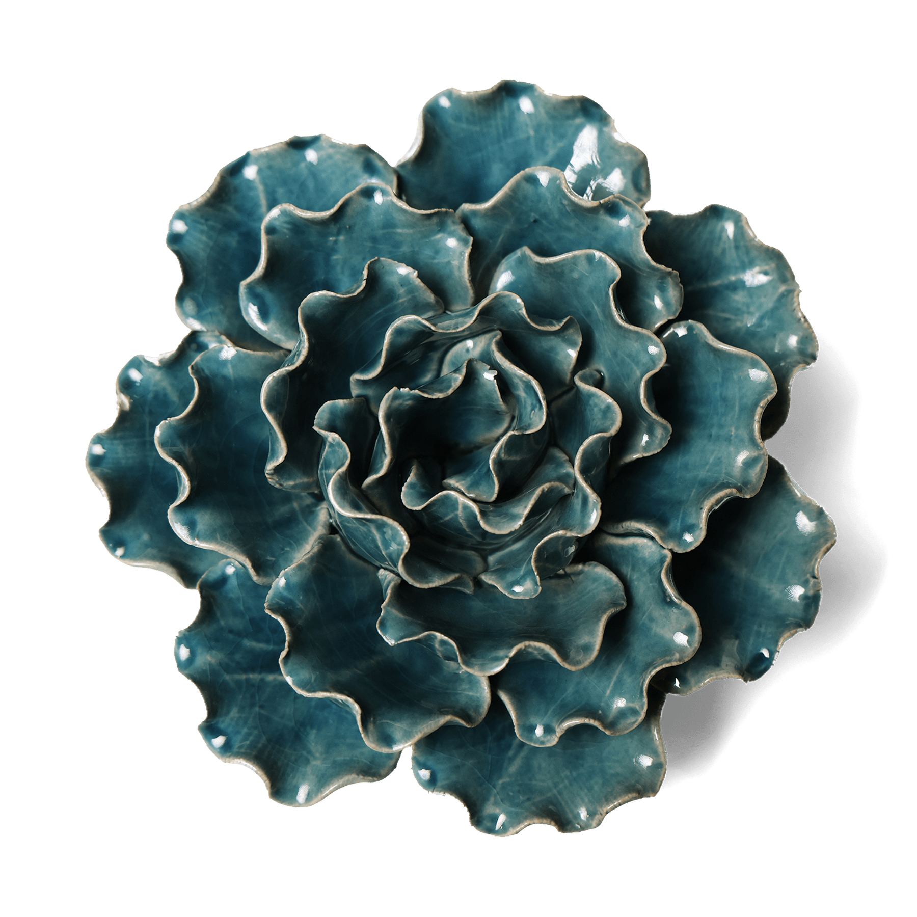 Ceramic Flower Wall Art Lettuce Teal Large 5 - Chive Ceramics Studio - Ceramic Flowers - Chive US