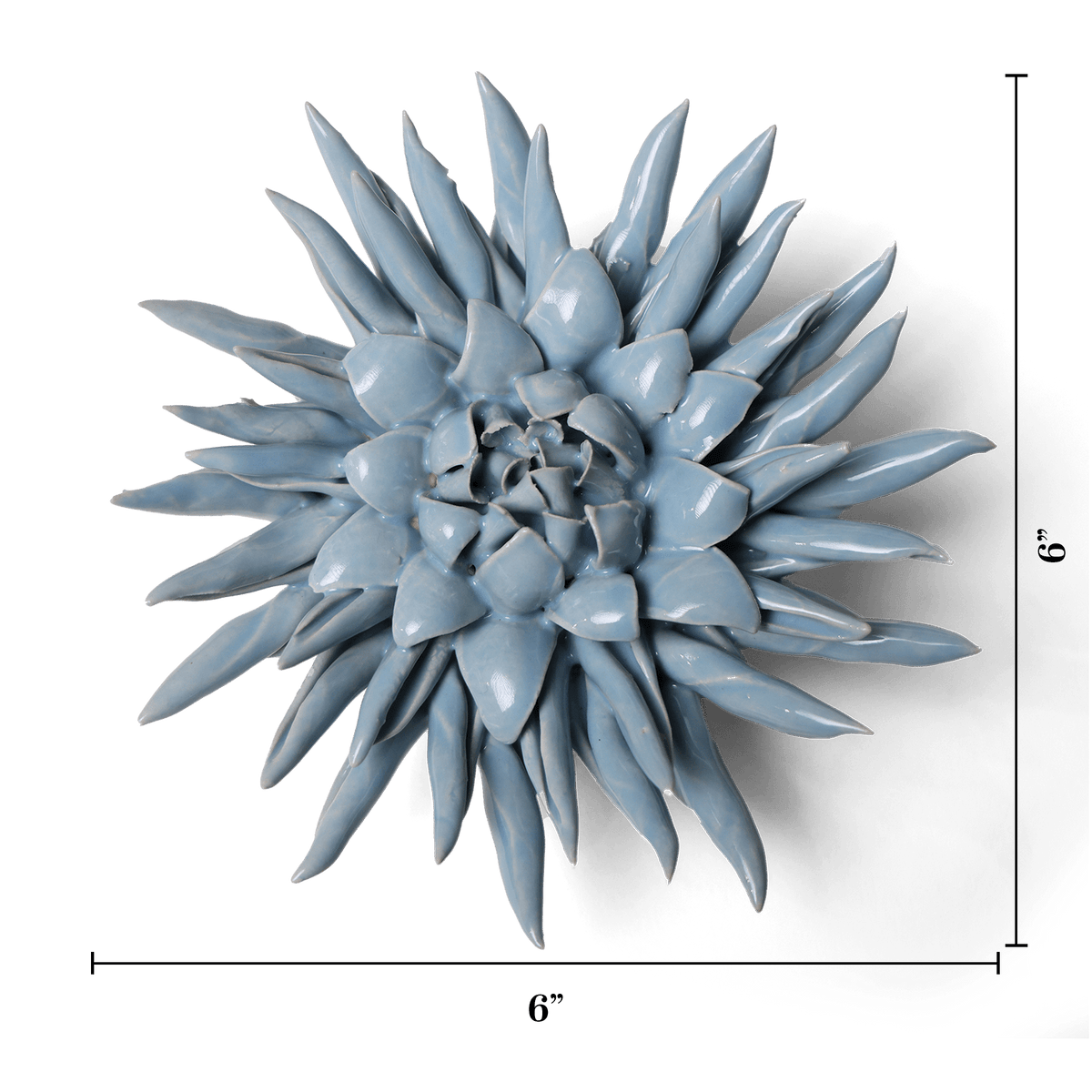Blue Ceramic Wall Flower 6-inch | Classic | Chive
