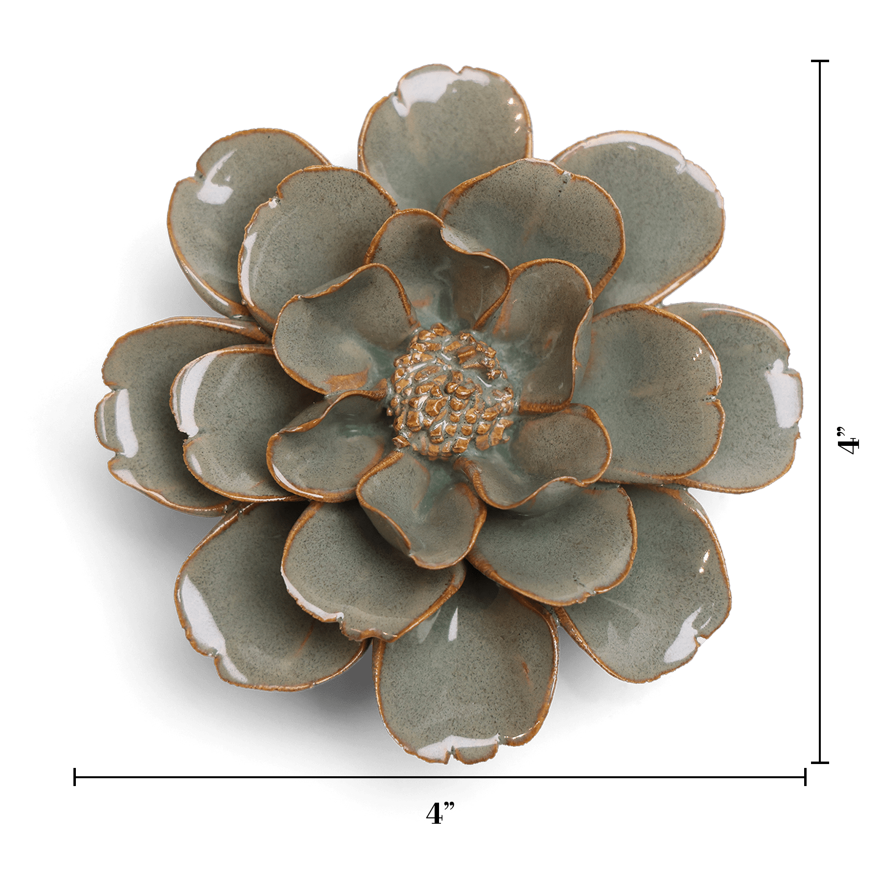 Japan Ceramic Flower Wall Art Green Grey Hibiscus - Chive Ceramics Studio - Ceramic Flowers - Chive US