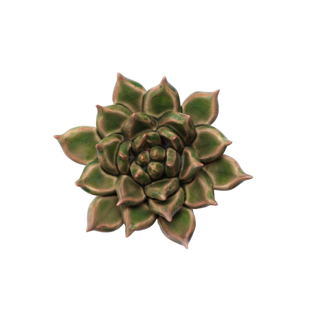 Ceramic Flower Wall Art Small Succulent Green