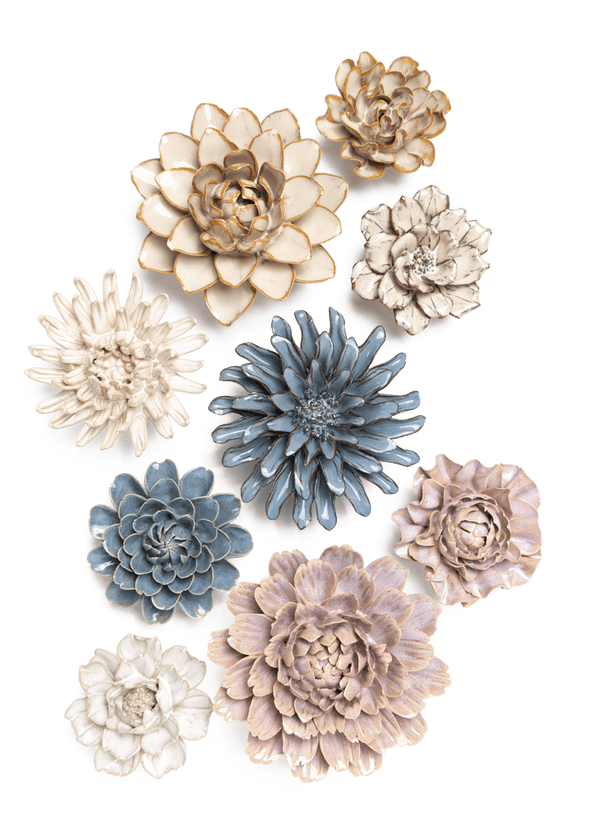 Fjord Bloom - 9 Piece Set - Chive Ceramics Studio - Ceramic Flower Sets - Chive Ceramics Studio