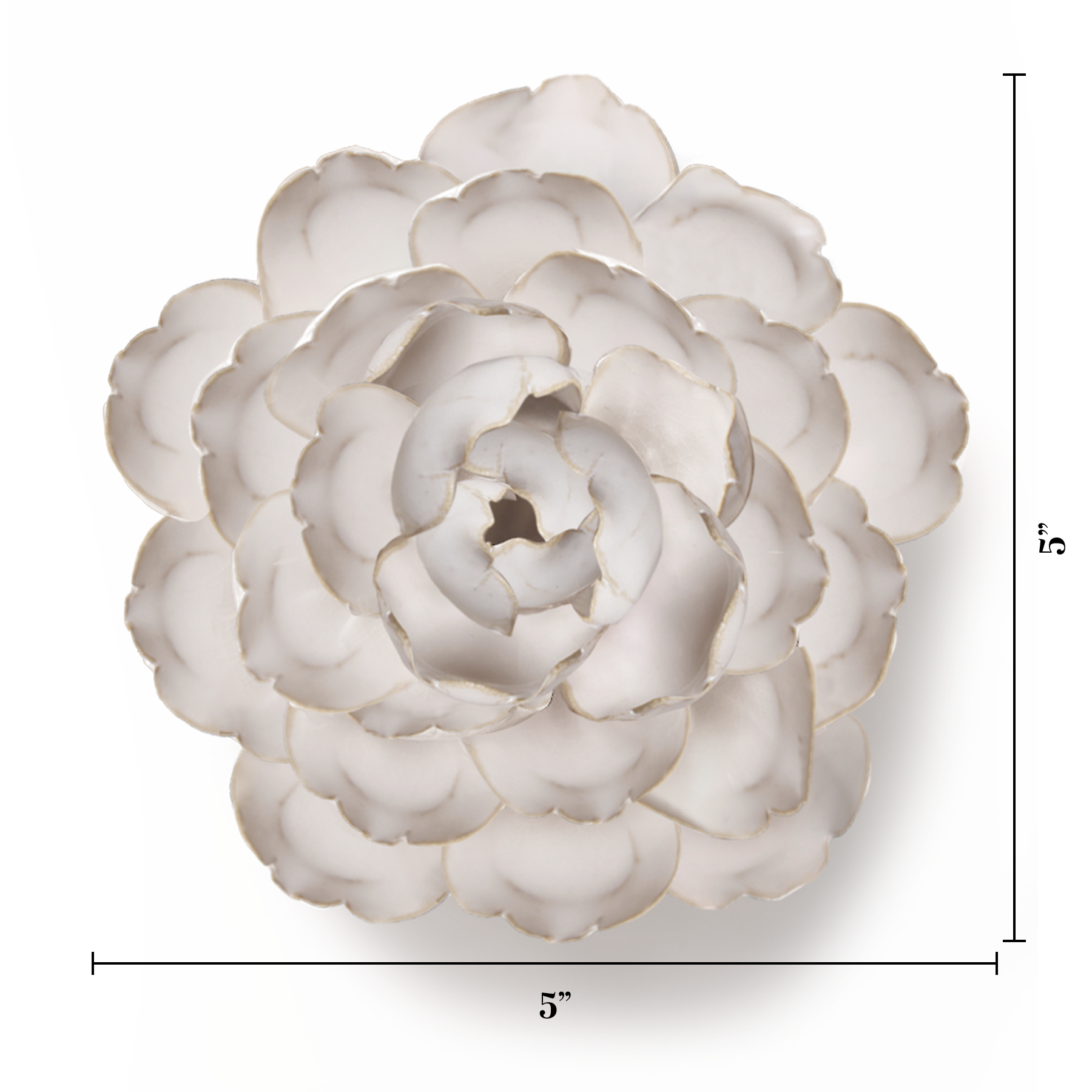Ivory Keiko Peony ceramic wall flower  -  Coastal collection  -  handmade by Chive Studio Toronto