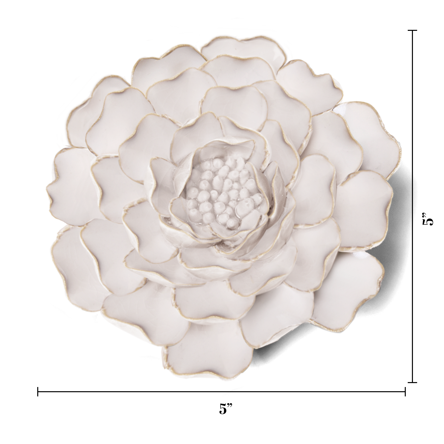 Ivory Charm Peony ceramic wall flower  -  Coastal collection  -  handmade by Chive Studio Toronto