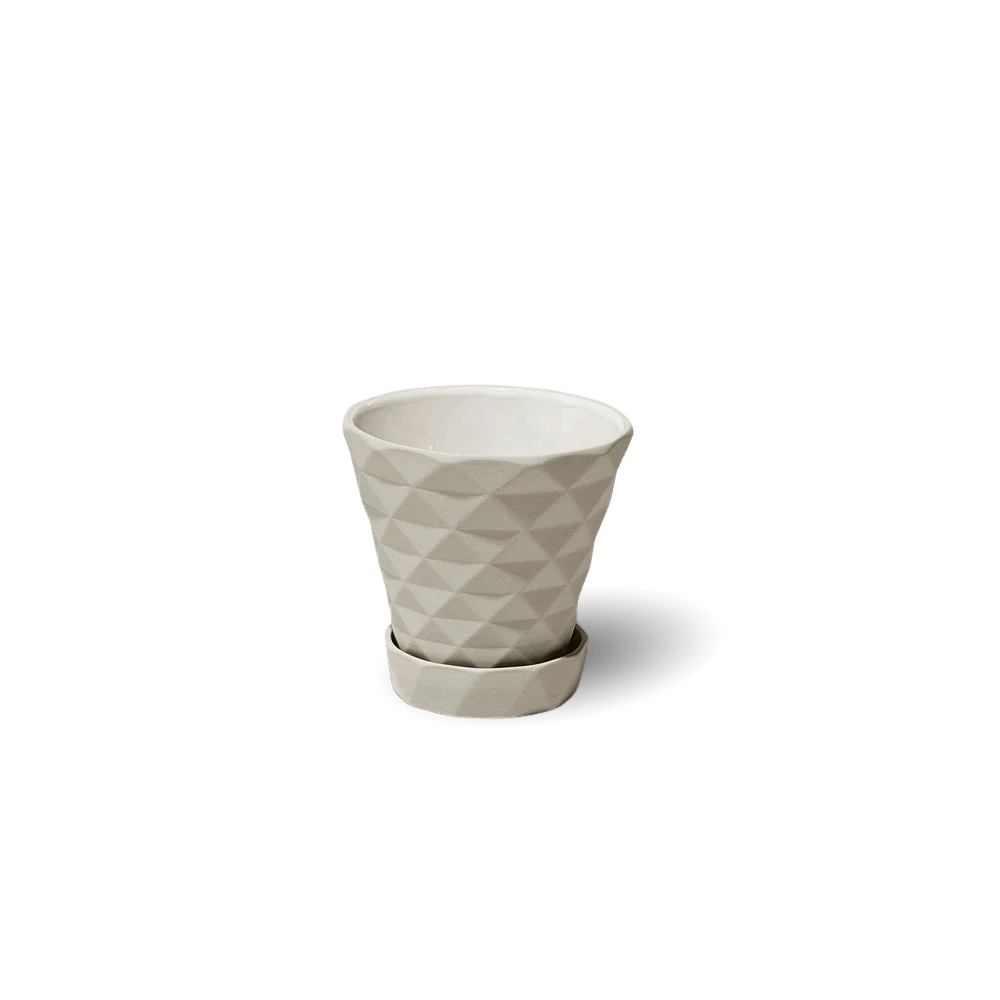 Diamond Porcelain Modern Indoor Plant Pot With Saucer - Chive Ceramics Studio - Pots - Chive US