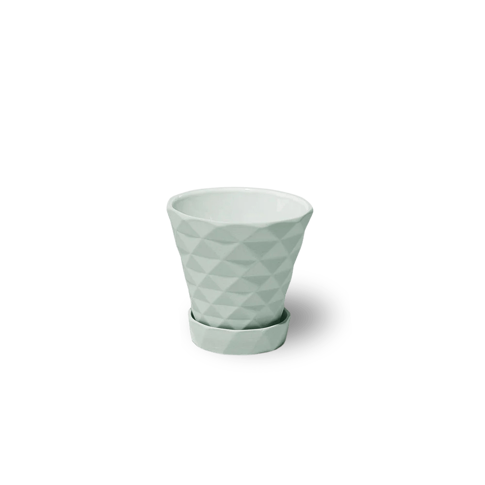 Diamond Porcelain Modern Indoor Plant Pot With Saucer - Chive Ceramics Studio - Pots - Chive US