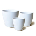 Dyad Porcelain Modern Indoor Plant Pot With Saucer | 6, 8 & 10 inches - Chive Ceramics Studio - Pots - Chive Ceramics Studio