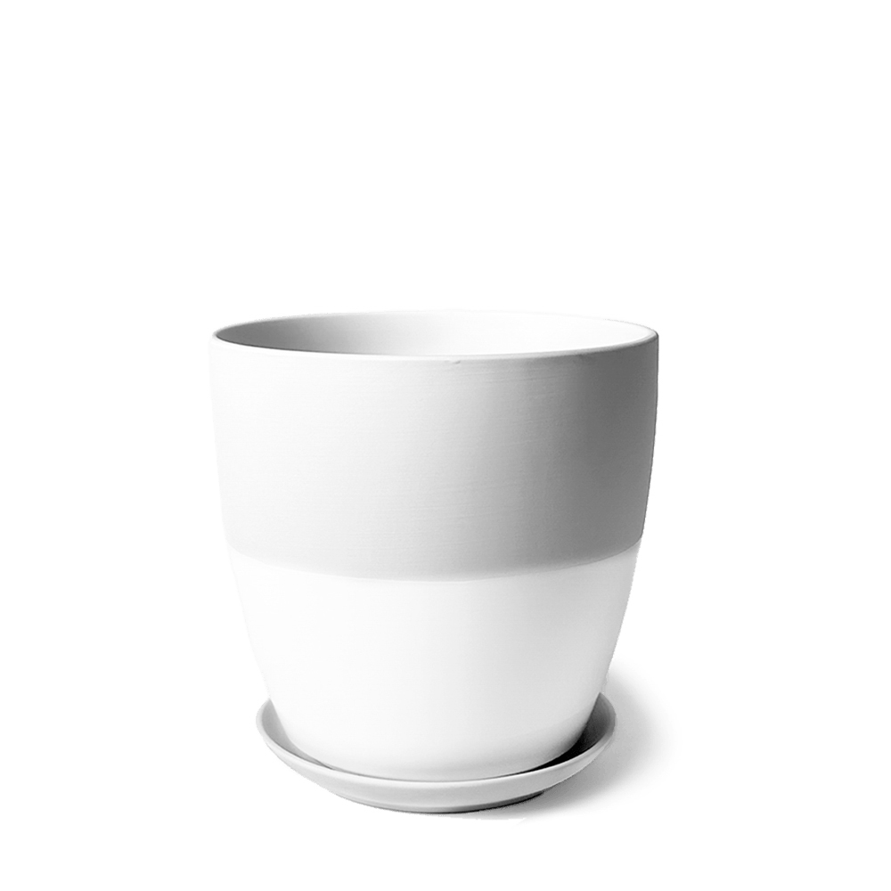 Dyad Porcelain Modern Indoor Plant Pot With Saucer - Chive Ceramics Studio - Pots - Chive US