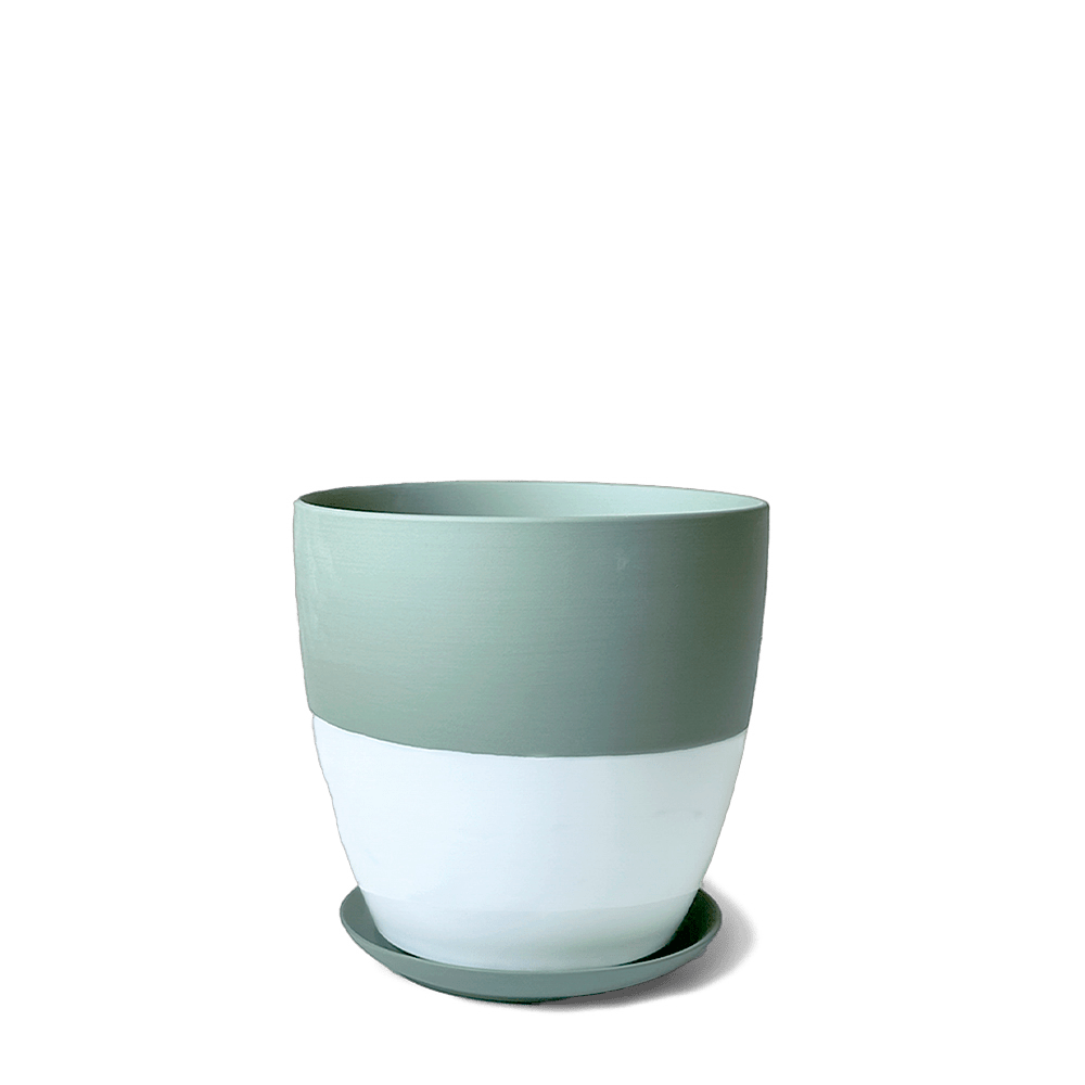 Dyad Porcelain Modern Indoor Plant Pot With Saucer - Chive Ceramics Studio - Pots - Chive US