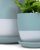 Dyad Porcelain Modern Indoor Plant Pot With Saucer - Chive Ceramics Studio - Pots - Chive US