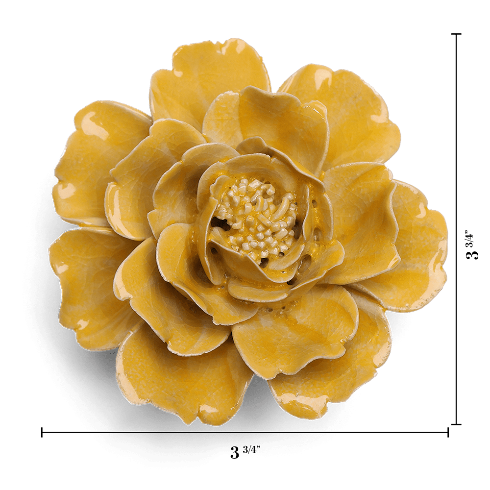 English Garden Ceramic Flower Yellow Rose Wall Art - Chive Ceramics Studio - Ceramic Flowers - Chive US