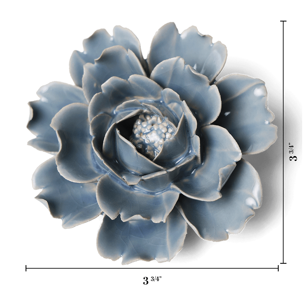 English Garden Ceramic Flower Blue Rose Wall Art - Chive Ceramics Studio - Ceramic Flowers - Chive US