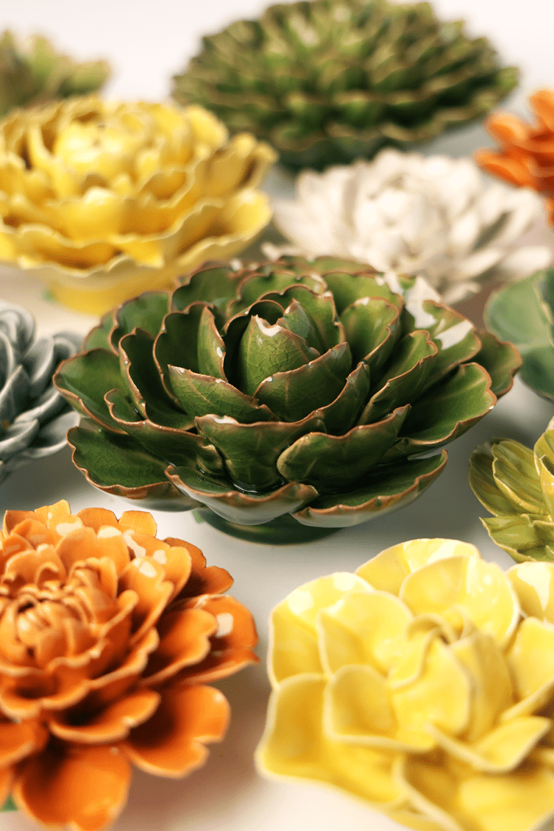 Avocado Green Keiko Peony - Chive Ceramics Studio - Ceramic Flowers - Chive Ceramics Studio