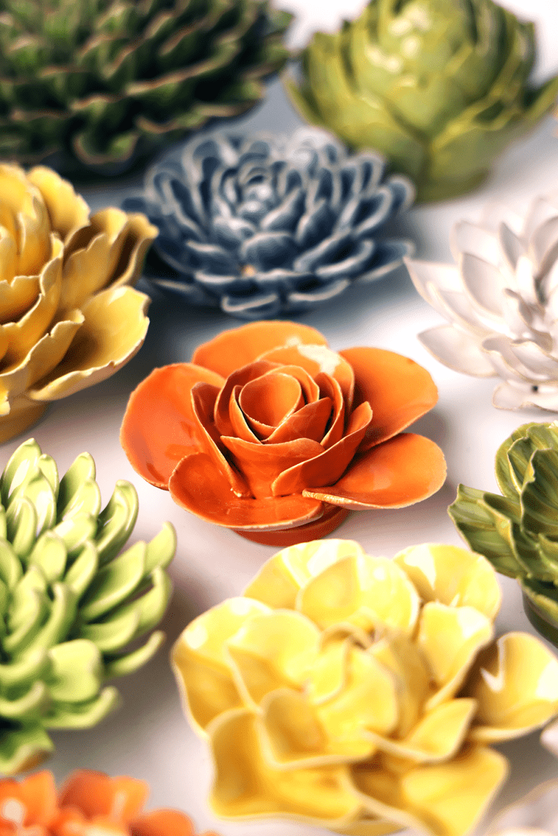 Orange Elegance Ranunculus - Chive Ceramics Studio - Ceramic Flowers - Chive Ceramics Studio