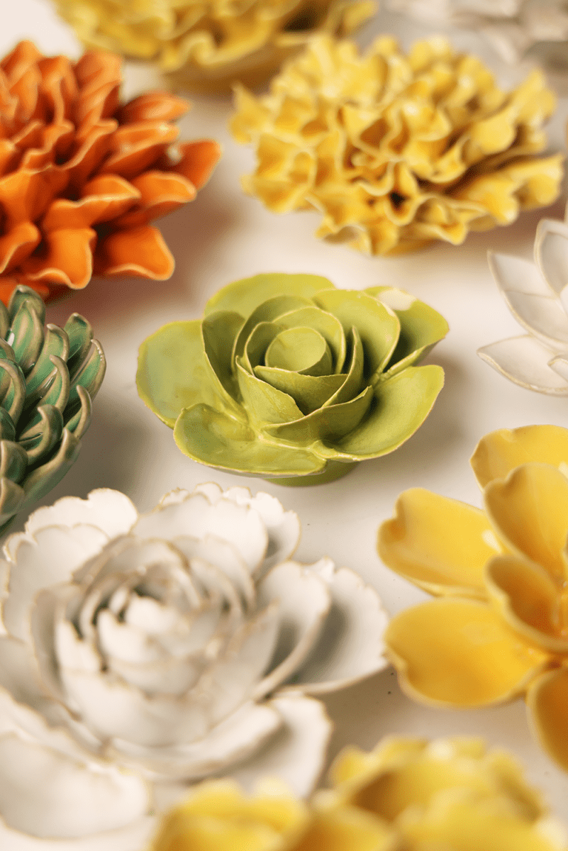 Chartreuse Elegance Ranunculus - Chive Ceramics Studio - Ceramic Flowers - Chive Ceramics Studio