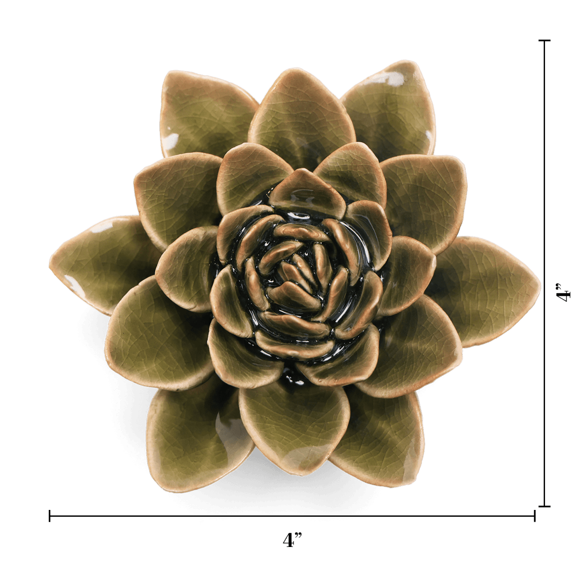 Olive Green Echeveria ceramic wall flower  — English Garden collection — designed in Toronto by Chive Studio