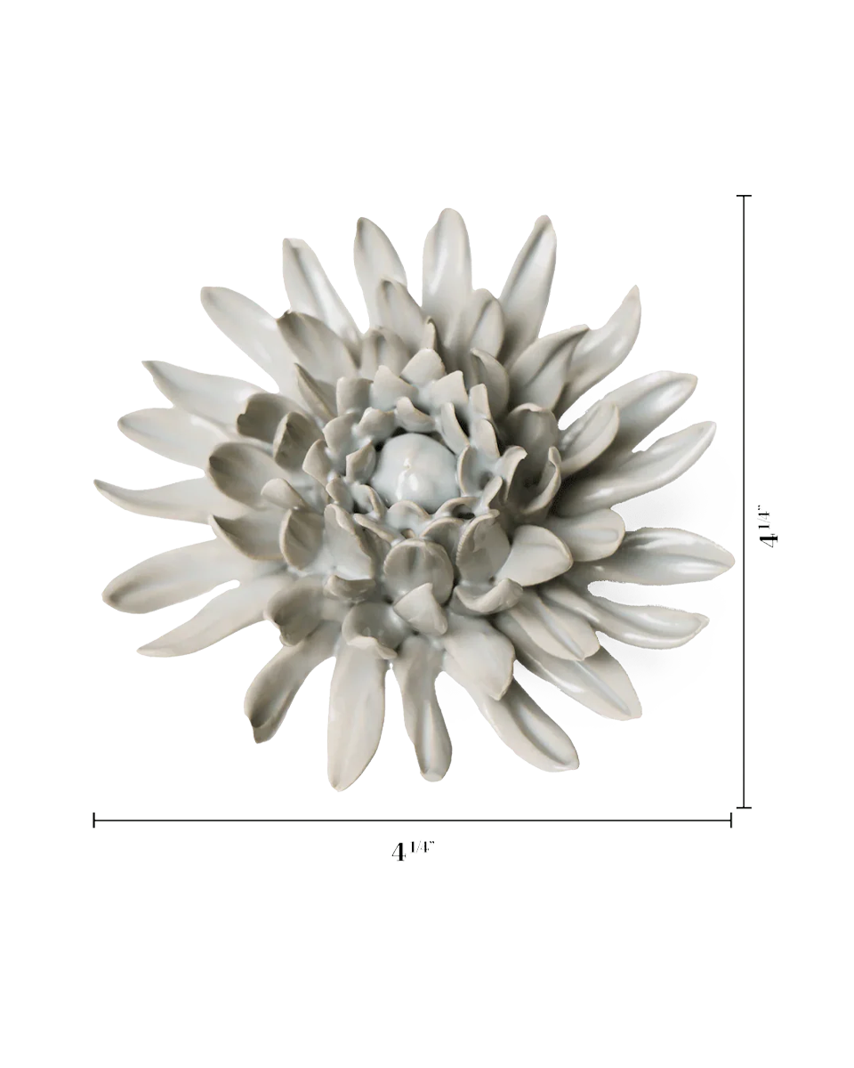 Panache Green Spider Mum ceramic wall flower — English Garden — handmade by Chive Studio Toronto
