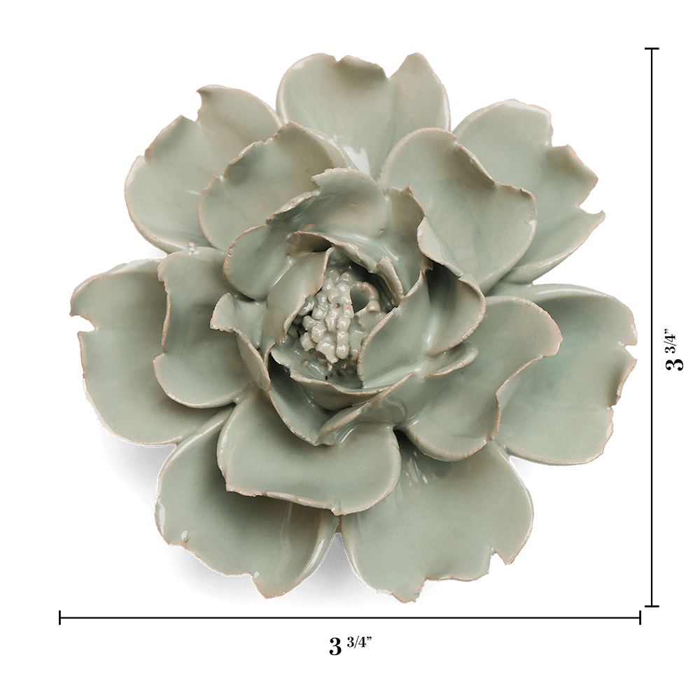 Pistachio Green Rose ceramic wall flower  — English Garden collection — designed in Toronto by Chive Studio