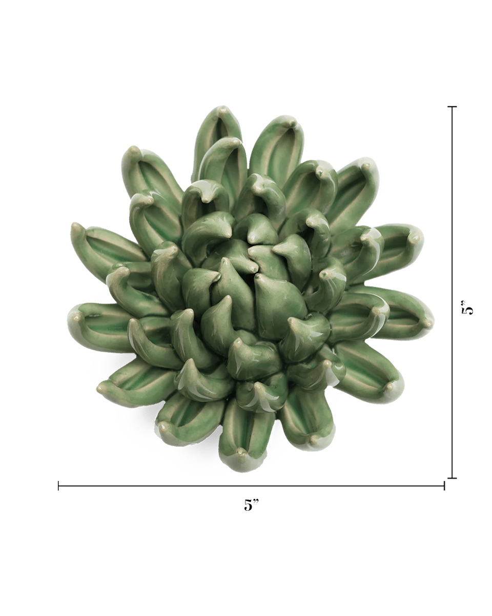 Green Succulent ceramic wall flower  — English Garden collection — designed in Toronto by Chive Studio
