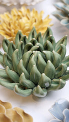 Jade Green Succulent ceramic wall flower styled on wall — English Garden — Chive Studio Toronto
