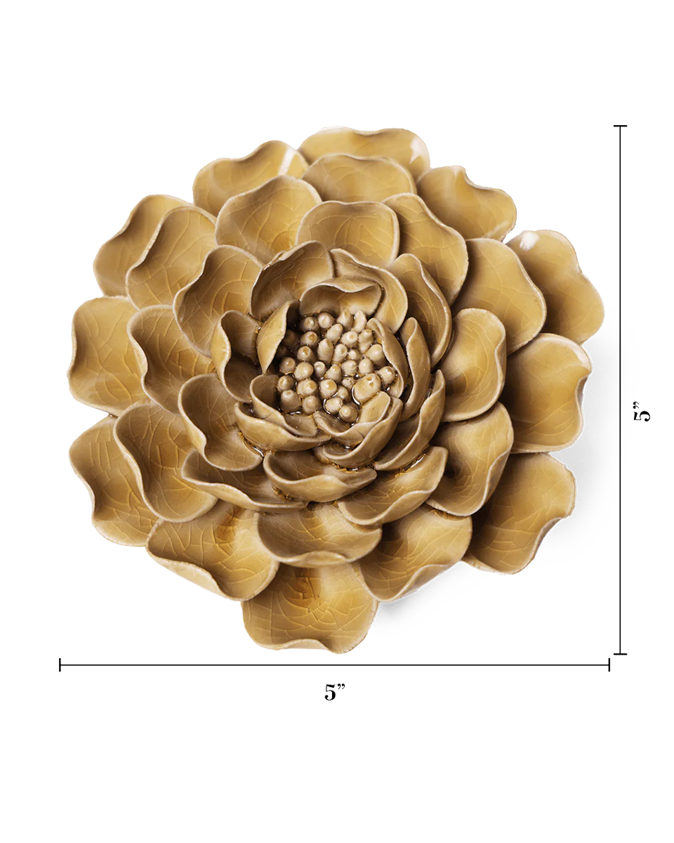 Caramel Charm Peony ceramic wall flower  — English Garden collection — designed in Toronto by Chive Studio