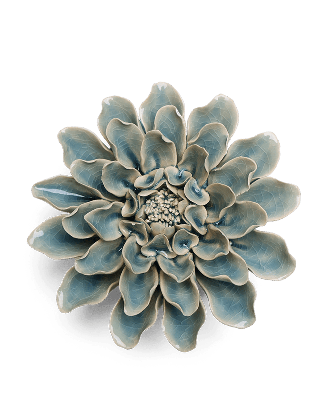 Powder Blue Aphrodite Dahlia - Chive Ceramics Studio - Ceramic Flowers - Chive Ceramics Studio