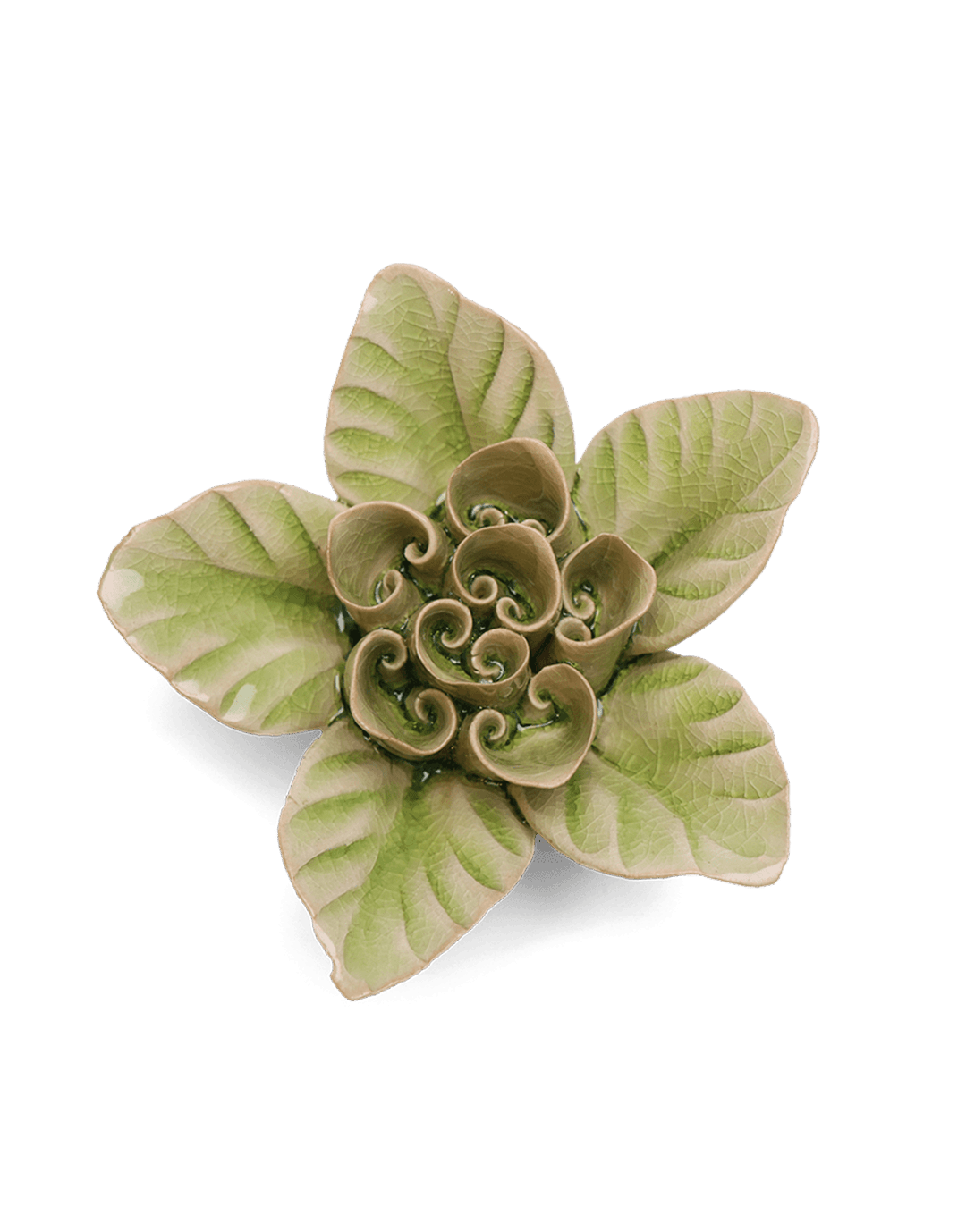 Peridot Green Maiden Lotus - Chive Ceramics Studio - Ceramic Flowers - Chive Ceramics Studio