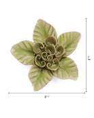 Peridot Green Maiden Lotus ceramic wall flower — English Garden — handmade by Chive Studio Toronto