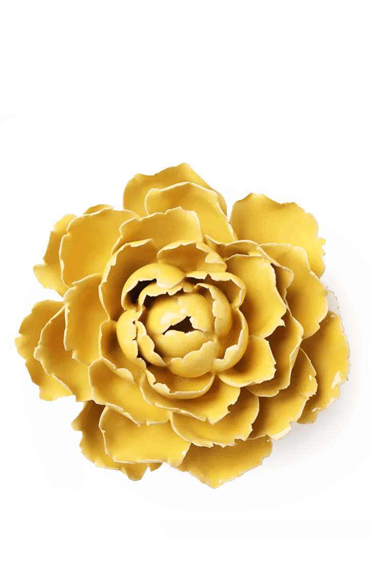 Buttercup Yellow Peony ceramic wall flower — English Garden collection — designed in Toronto by Chive Studio